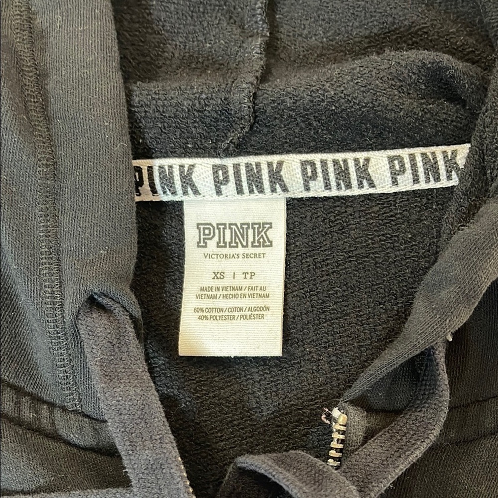 PINK Victoria's Secret Black Zip-Up Hoodie Size XS - Picture 3 of 12